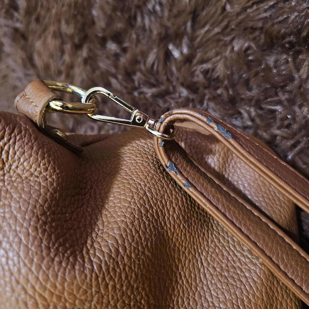 Vera Pelle Tan Soft Leather Handbag w/ Shoulder Strap - Picture 5 of 9